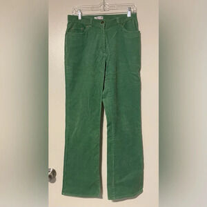 Y2K 2008 Leon Levin Weekend Kelly Green Wide Leg Corduroy Pants Size 8